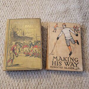 Antique Sports themed book set Football Hockey
